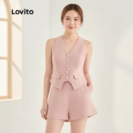 Lovito Elegan Bahagian Depan Bercelah Baju Atasan atau Seluar untuk Wanita L132ED657
