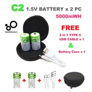 AA 1.5V Rechargeable Battery AAA 9V C2 D1 USB Type-C Lithium Fast & Quick Charge Battery Smart Tag 9