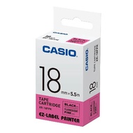 CASIO標籤機色帶/ 螢光粉紅底黑字/ 18mm/ XR-18FPK