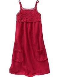 [娃娃屋] 美國 GAP 少淑女酒紅色漂亮針織雕花洋裝 XL