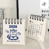 GOGOU Coil Calendar, Cartoon Mini 2026 Desk Calendar,  Portable Calendar Plan Book Desktop Ornaments