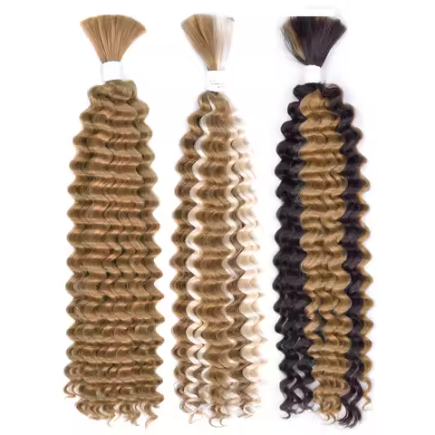 Boho Braids Bulk Hair Synthetic Hair Deep Wave Hair Bulk like Human Braids Hair High Temperature Pro