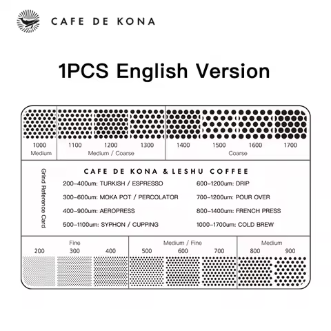 Ground Coffee Grind Reference Card Size 200-1700um Coffee Accessories Conversion Card For Common Bre