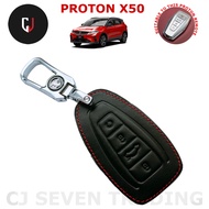 JGD Proton X50 x 50 X90 Keyless Car Key Remote Leather Protection Cover Casing with Metal Keychain Ready Stock