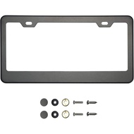 Matte Flat Black License Plate Frame T304 Stainless Steel + Metal Screw Caps 8MJ2