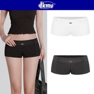 DKMV women's short protective pants with chrysanthemum lace and see-through waistband with fish logo
