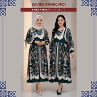 BabaAli - Savira Ethnic Midi Dress – Elegant Ethnic Motif Women's Dress
