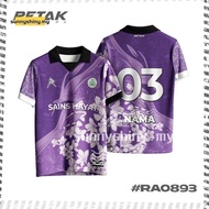 Sublimation Jersey Retro Collar Custom Floral Design Baju Purple Jersey Custom Nama Dan Nombor Plus 