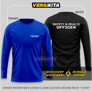 SAFETY &amp; HEALTH OFFICER Microfiber Jersey Roundneck Long Sleeves T-Shirt / XS - 5XL / Work Uniform