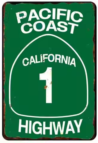 Highway California 1 ONE Tin Sign ALL METAL a rare find-Aluminum