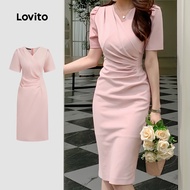 Women Casual Dress Plain Ruched Summer/Spring Dress L133ED1154 Pakaian Kasual Wanita Pakaian Musim P