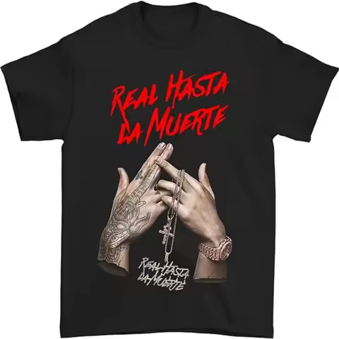 Fashion New Boys Boyfriend Highstreet Cool Anuel AA Real Hasta La Muerte Fashion T Shirts Top Black