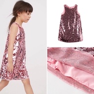 Đầm Suông Hồng Bé Gái Kim Sa Hm Xuất Xịn