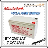 MinuteBank VRLA AGM Battery BT-12M7.2AT 12V 7.2Ah VRLA RECHARGEABLE UPS / AUTOGATE / ALARM BATTERY