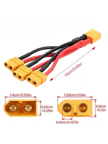 XT60 Parallel Battery Connector 3-Way 12AWG Silicone Wire Male/Female Dual Extension Y Splitter 100m