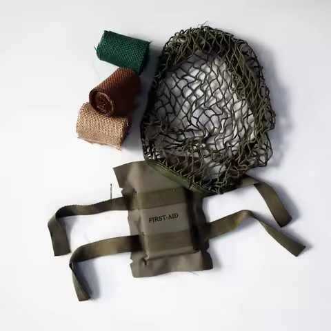 Paratrooper Helmet Ornament WW2 American Soldier Net Cover First Aid Kit Linen Strip Decorated Helme