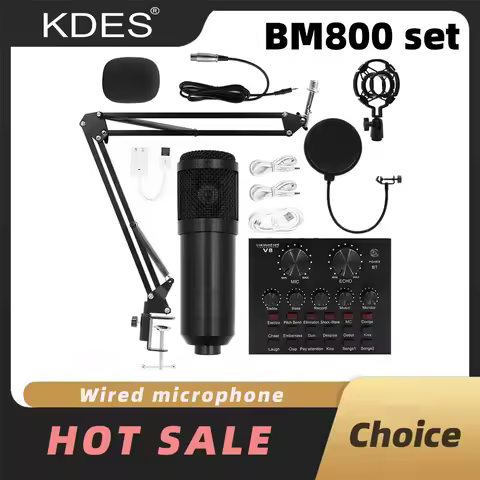 KDES BM800 Condenser Microphone Live Karaoke Song Chat Game Recording Microphone Mobile Phone Comput