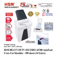 HSM HEAVY DUTY SECURIO AF300 AutoFeed Cross Cut Shredder - 300 sheets (34 Liters) AF300C
