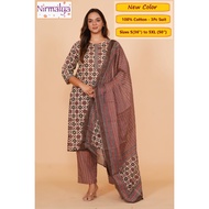 S-5XL - [New Designs] Readymade Cotton Punjabi Suit - Nirmalya Hand Printed 3Pc Set