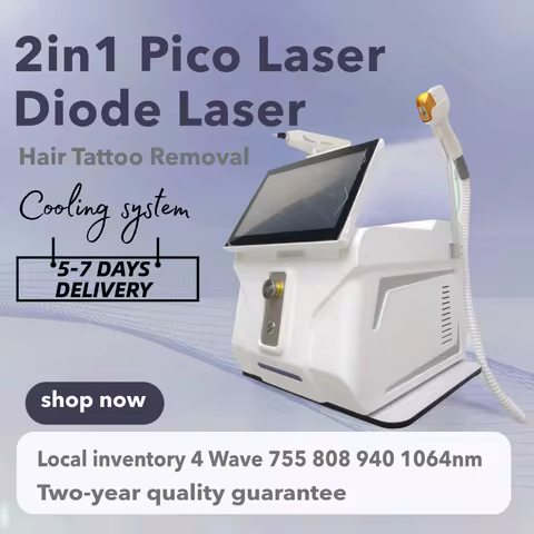 2-In-1 Titanium Laser Technology Cooling System PICO Laser Tattoo Removal Diode 755 808 940 1064NM L