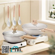 THL High Quality Non Stick Deep Wok Wok-Coating Cooker Gas Stove pot Healthy Frying Wok