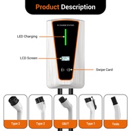 Type 2 EV Wallbox Charger 7kW 11kW 22kW Home Wall Mount AC Charging Station Fit For Tesla BYD Proton
