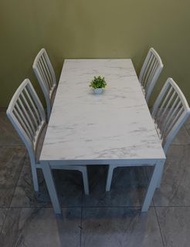 桃園二手家具推薦-【IKEA】餐桌椅 125cm餐桌 2手 1餐桌 4餐椅 桌椅組 家用飯廳 營業用 聚餐桌椅組 白色