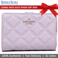 Kate Spade Wallet In Gift Box Medium Wallet Natalia Quilted Smooth Leather Medi Lilac Light Purple # WLRU6344