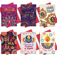6pcs Happy Diwali Greeting Cards – Festival of Lights Cards & Envelopes – Hindu Holiday Notecards Ha
