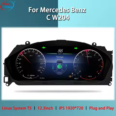 YuanChang 12.3inch For Mercedes Benz C W204 digital speedometer car dashboard instrument cluster IPS