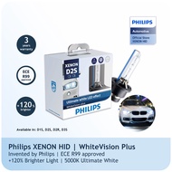 Philips Xenon White Vision Plus Headlight HID Bulb ( D1S D2R D2S D3S | +120% More Light | 5000K Ulti