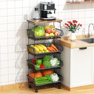 Multi-Layer Storage Basket Movable Iron Multifunctional Kitchen Fruit Basket Cross-Border Vegetable 