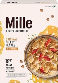 Millé No Added Sugar Original Buckwheat Breakfast Flakes | NO CORN | Kuttu Atta | Gluten Free | High Plant Protein | Low Carbs | Low GI Millet Grain | 450 grams