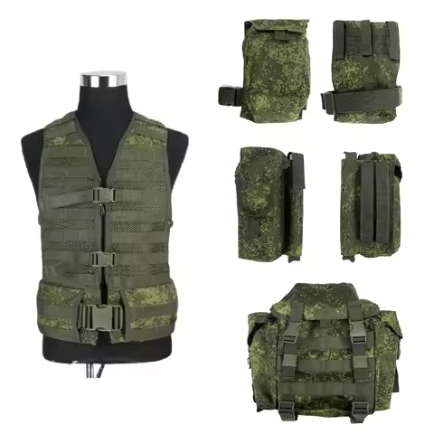 Russian 6sh117 Tactical Combat Vest EMR Little Green Men Vest Hanging Drag Pouches Camouflage MOLLE 