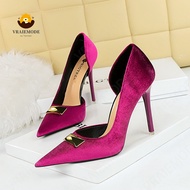 Fashion High-Heeled Shoes with Metal decorative buckle Woman Pumps Pointed Toe Suede High Heels for 