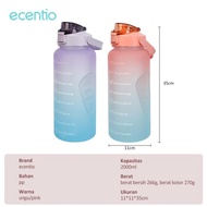 ECENTIO BOTOL MINUM 2 LITER /PORTABLE GRADIENT COLOR TRANSPARENT STRAW