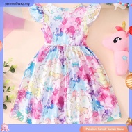 2023 New Dress for Girl Kids Children Clothing Dinosaur Butterfly Printed Color Splicing O-Neck Prin
