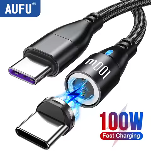 AUFU 100W Magnetic USB Type C Cable For Macbook Huawei Xiaomi Samsung PD 27W Fast Charging Charger C
