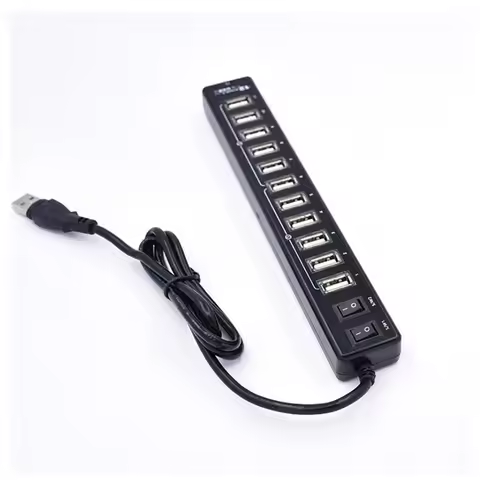 USB Hub 12 Ports USB 2.0 Hub Multi Usb Splitter Switch with EU / US Power Adapter for Macbook Air La