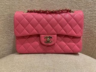 Chanel classic flap bag small size raspberry pink
