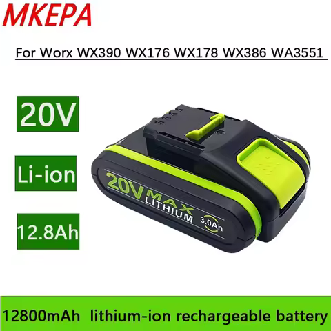 20V 12.8Ah lithium battery for Worx lpega WA3551 WA3551.1 WA3553 WA3641 WG629E WG546E WU268 WX678 WX