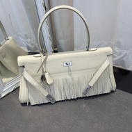 [Fishwater Boutique] High-Quality Imported Togo Leather Tassel Handbag Long Handle Underarm Bag
