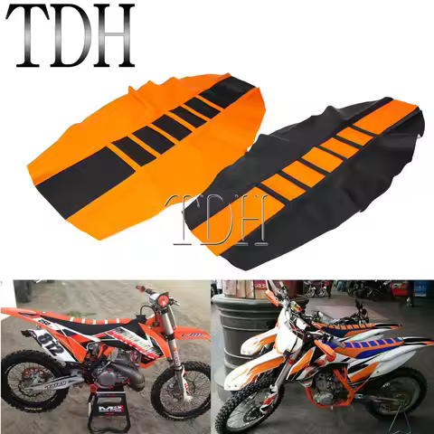 MX Enduro Orange Ribbed Traction Gripper Seat Cover for EXC XCW XCF SX SX-F Six Days 65 85 125 150 2