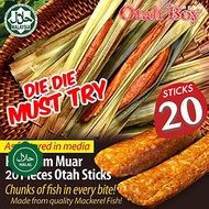 [Otah Boy][20pcs] NO.1 Halal Premium Muar Mackerel Fish Otah Sticks / Frozen Fresh in coconut leafs 