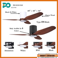 Yes Wifi PO ECO GUST H3 DC Motor Ceiling Fan Hugger PO_03 + Blade Type 08 Cherry Wood + 26W Osram LED Light Dimmer