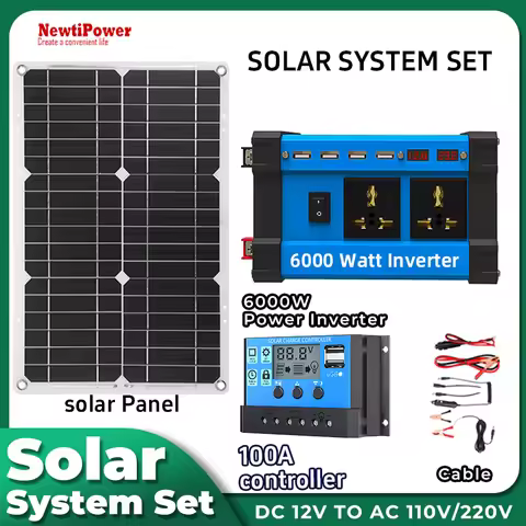 6000W Bendable Solar System Off-Grid Power Bundle: with MPPT Controller & Hybrid Inverter for Cabins