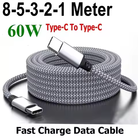 60W Type C To USB-C fast charging Cable USB C To Type C Extension 1m 2m 3m 5m 8 Meter Cord for iPhon