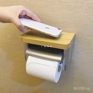 Tissue Box Roll Paper Tube Storage Box No-Drill Tissue Holder Solid Wood Tissue Box Toilet Bathroom 