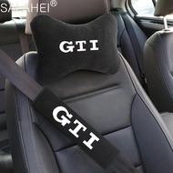 Car Seat Belt Protect Shoulder Pads Cervical Spine Headrest Neck Pillow For GTI Logo Golf 5 MK6 7 Polo Passat Bora Jetta Tiguan