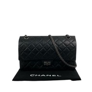 △ CHANEL 香奈兒 Black Calfskin 2.55 Classic Double Flap Ruthenium-Finish Metal 28CM No.21 Chain Shoulde